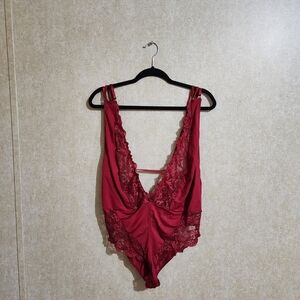 Red Lace Bodysuit Plus Size 3x